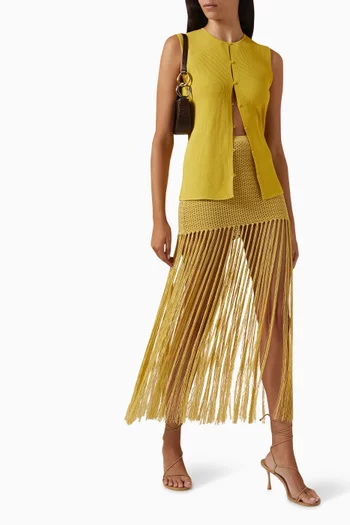 Calista Fringe Mini Skirt in Acrylic-blend Knit