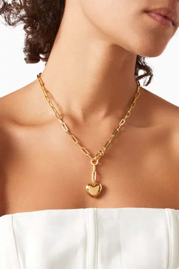 Puffy Heart Chain in 14k Gold-dipped Brass