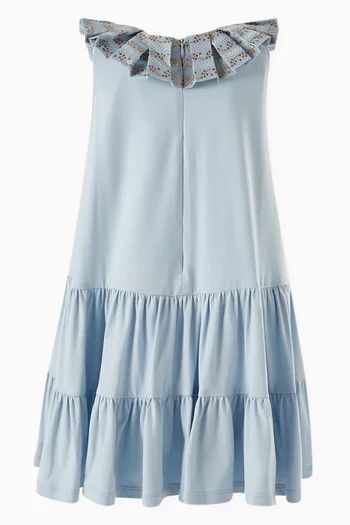 Pleated Collar Dress in Cotton-Blend