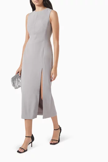 Slit Midi Dress in Suit-fabric