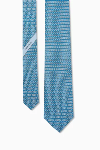 Interwoven Gancini-print Tie in Silk