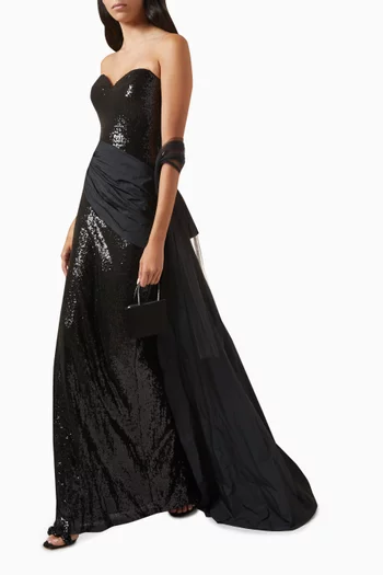 Sequin-embellished Gown In Taffeta