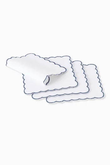 Scallop Coaster in Linen, Set of 4