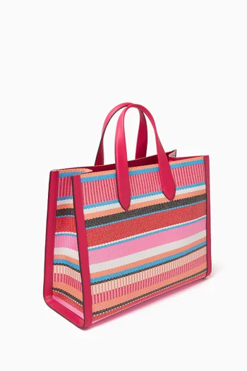 Large Manhattan Striped Tote Bag in Woven Straw