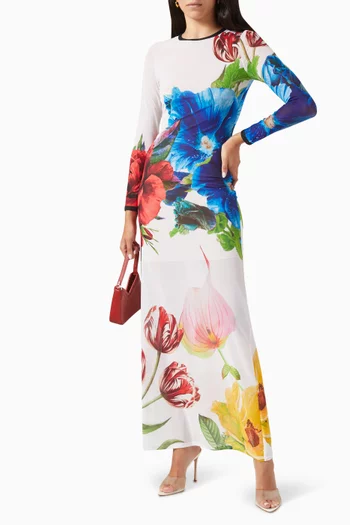 فستان ديلورا طويل بنقشة زهور