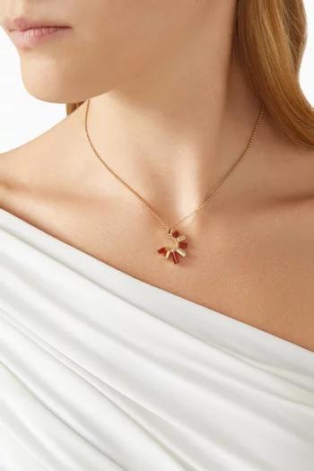 Urban Fan Diamond & Red Agate Necklace in 18kt Gold