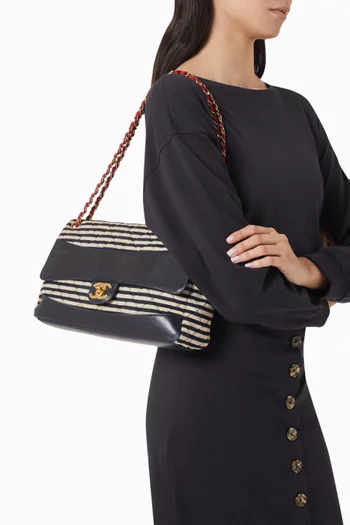 Chanel Striped Flap Bag in Jersey & Lambskin