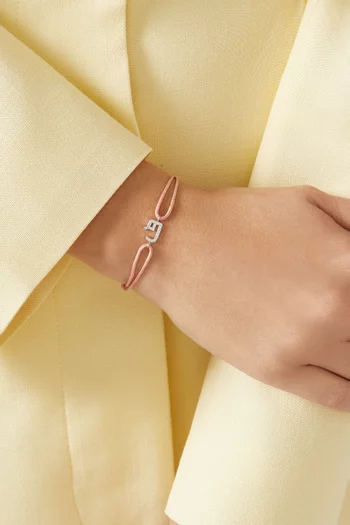 Diamond Arabic Initial Thread Bracelet, Letter 'F' in 18kt White Gold