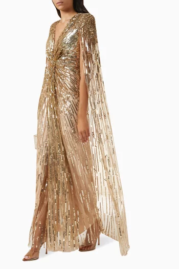 Illusion Crystal-embellished Gown