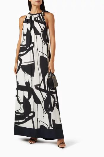 Printed Halter Maxi Dress in Cotton