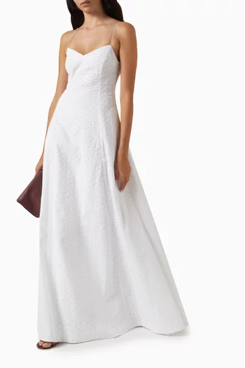 Aria Broderie Anglaise Maxi Dress in Cotton