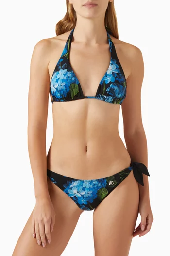 Bluebell-print Padded Triangle Bikini Set