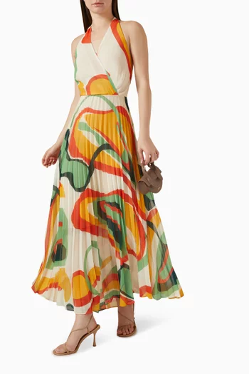 Printed Pleated Maxi Dress