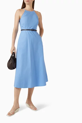 Belted Midi Dress in Cotton