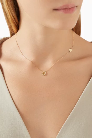 Tiny Medallion Diamond Allah Necklace in 18kt Gold