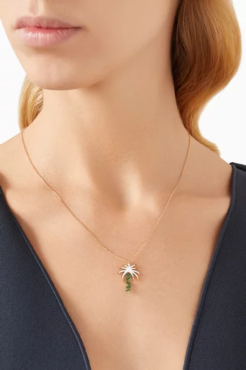 Palm Tree & Five Eyes Necklace in 18kt Gold