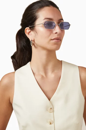 Hexagonal Flat Sunglasses in Metal