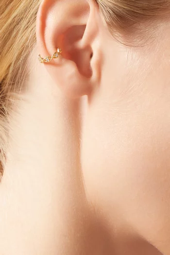 Twisted Pearl Single Ear Cuff in Gold-plated Brass