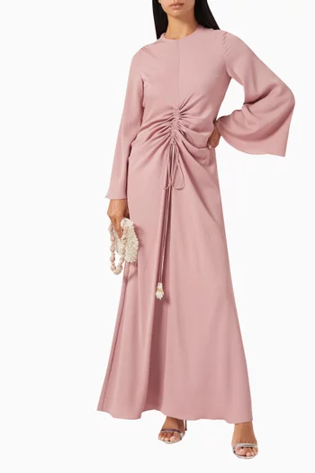 Yellina Drawstring Maxi Dress in Soft Suede