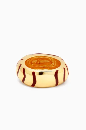 Waves Ring in Enamel and 18kt Gold-plated Brass