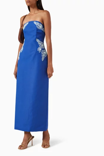 Rosslyn Strapless Maxi Dress in Linen-blend