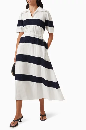 Stella Striped Midi Dress in Cotton Poplin