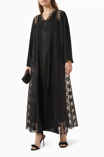 Lace-embroidered Abaya in Nada