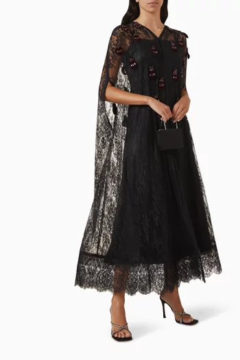 Bead-embellished Abaya in Lace