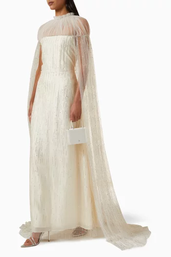 Crystal-embellished Gown & Cape Set