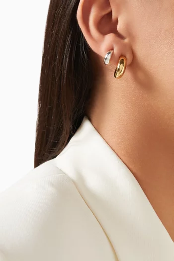 The Level Up Mini Hoop Earrings Set in Gold & Silver-tone Brass