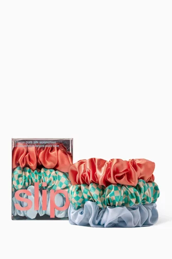 Sea Mist - Large Scrunchies in Pure Silk, Set of 3