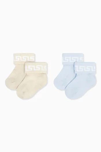 Greca Socks in Cotton-blend, Pack of 2