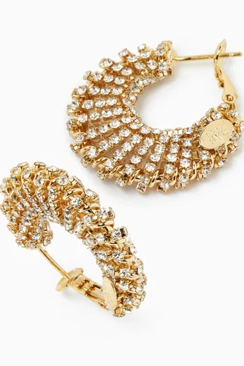 Small Izzia Crystal Hoop Earrings in 24kt Gold-plated Metal