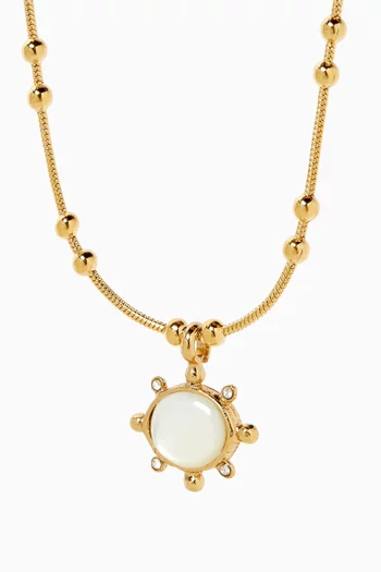 Single Stone Pearl Necklace in 24kt Gold-plated Metal