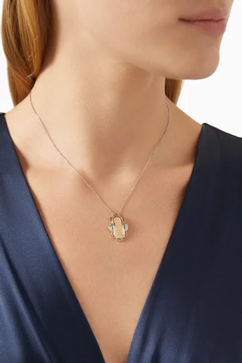 Small Ayat Al Kursi Diamond & Emerald Necklace in 18kt Gold
