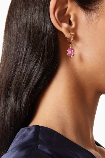 Topaz & Diamond Hoop Earrings in 18kt Gold
