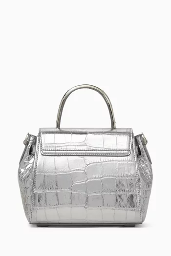 Small La Medusa Top-handle Bag in Croc-embossed Leather