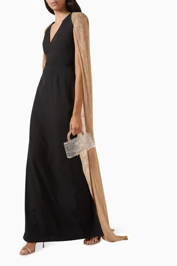 Asma Cape-sleeve Gown in Crepe