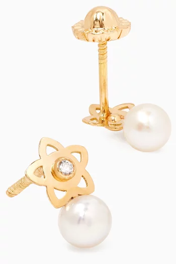 Star Earrings with Pearl Drops in 18kt Gold