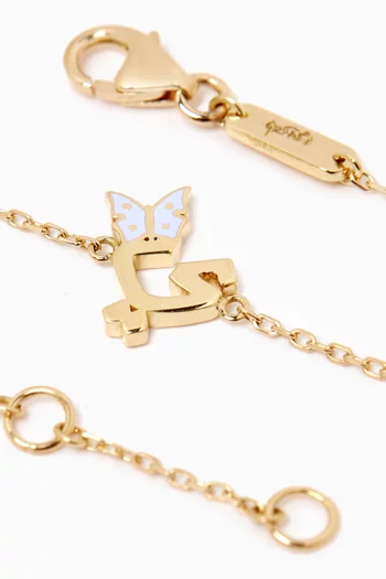 Arabic Letter 'Yaa' Butterfly Charm Bracelet in 18kt Yellow Gold