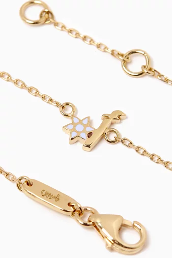 Arabic Letter 'Alef' Flower Charm Bracelet in 18kt Yellow Gold