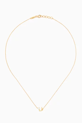 Arabic Letter 'Faa'  Heart Charm Necklace in 18kt Yellow Gold