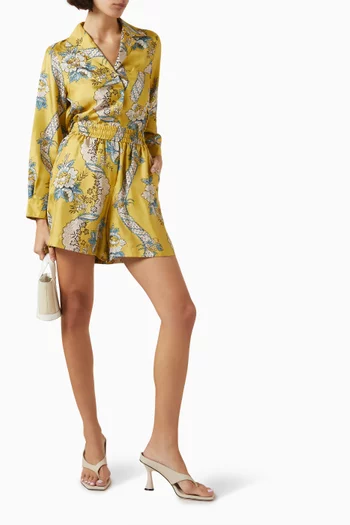 Tracia Floral-print Shorts in Silk Twill