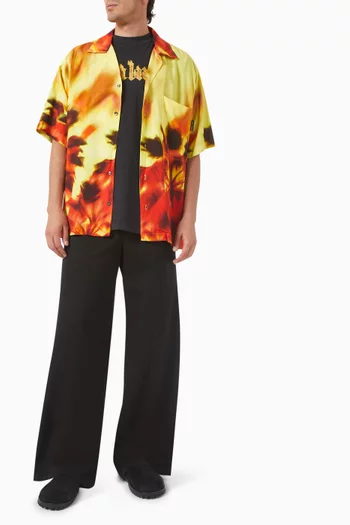 Palms on Fire Printed Shirt in Viscose