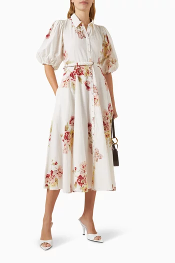 Floral-print Dress in Cotton-blend