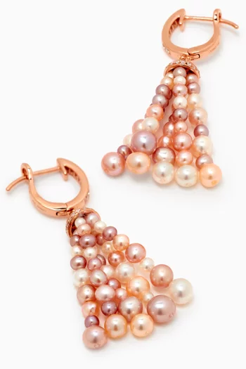 Bahar Tassel Pearl & Diamond Earrings in 18kt Rose Gold