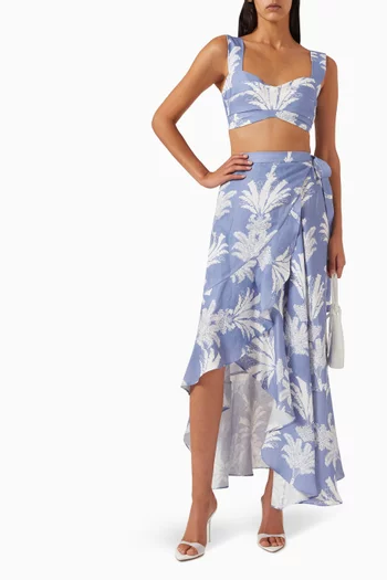 Ariel Midi Wrap Skirt in Linen