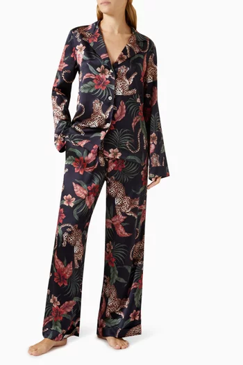 Soleia-print Long Pyjama Set in Silk