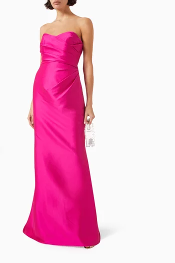 Strapless Draped Gown in Stretch Mikado