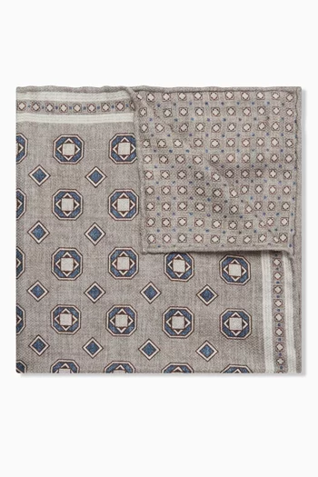 Geometric Pocket Square in Double-face Silk